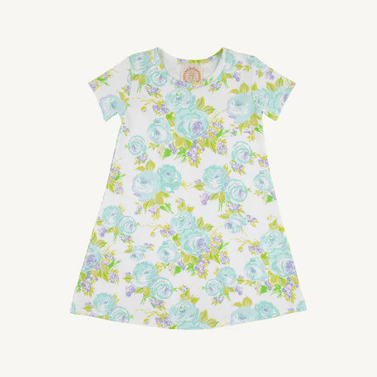 Blue Princess Grace Rose Polly Play Dress by The Beaufort Bonnet Company, featuring a charming children's dress with floral details.