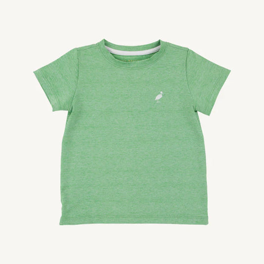 Grafton Green Heathered Prepletic Carter Crewneck by The Beaufort Bonnet Company, featuring a cozy green heathered knit fabric.