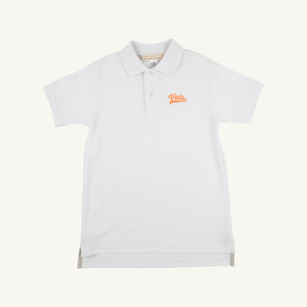 White Tennessee T Prim & Proper Polo from Worth Ave by The Beaufort Bonnet Company, soft cotton shirt with embroidered design.