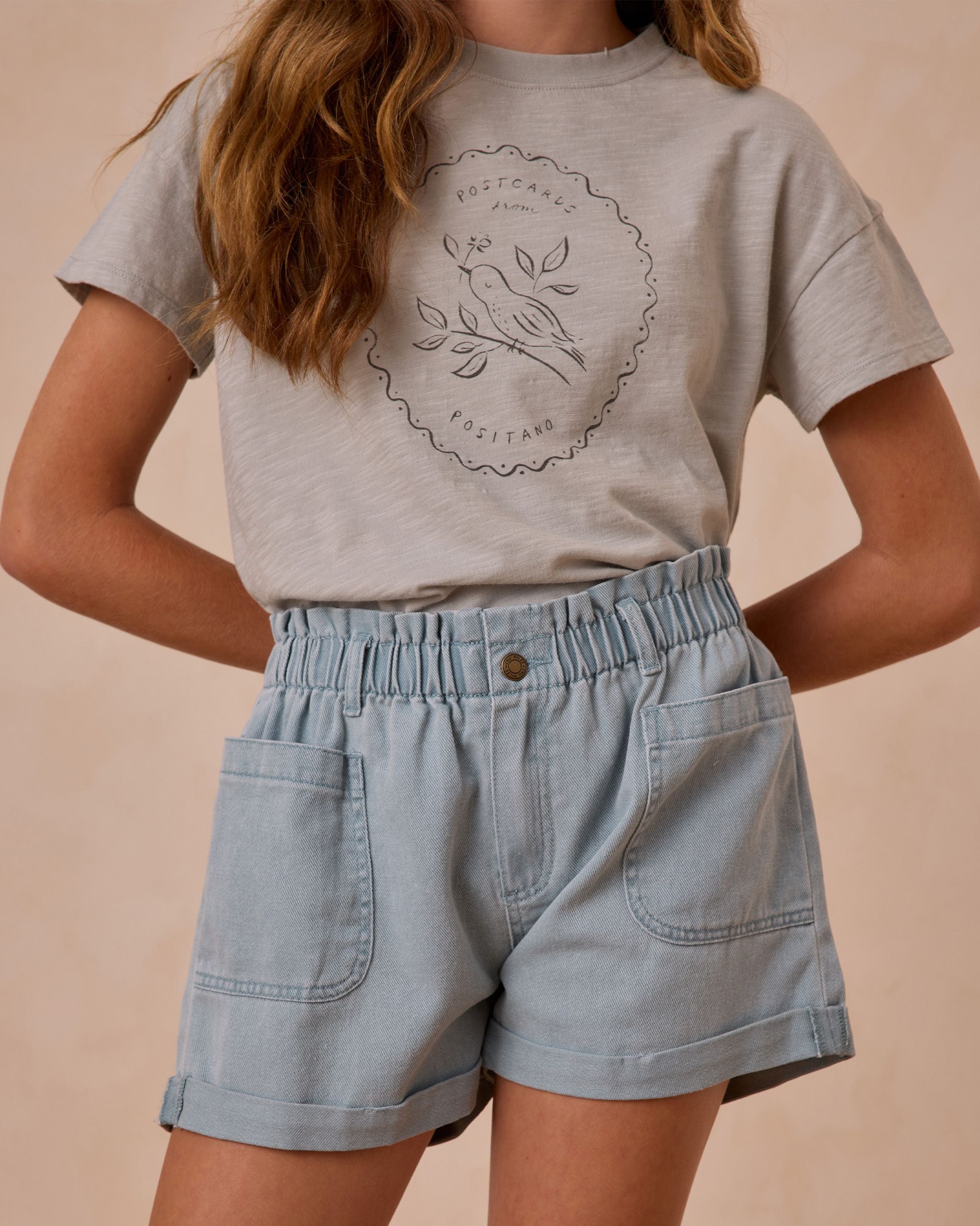 RYLEE + CRU ALBA SHORT DENIM- WASHED BLUE main image 0