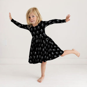 Posh Peanut - Dancing Skelly - Long Sleeve Basic Twirl Dress