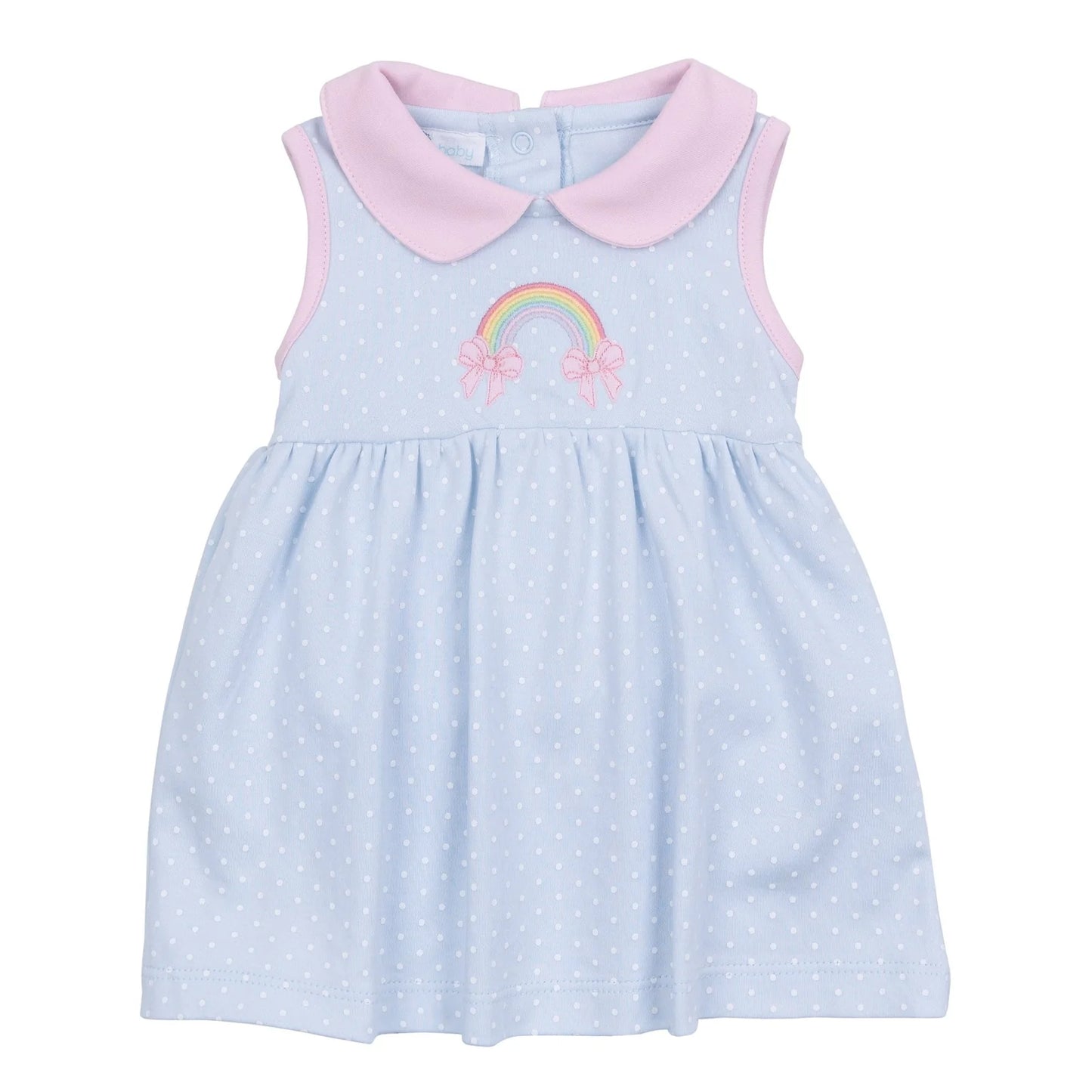 Magnolia Baby - Rainbow Wishes Applique Collared S/less Dress Set