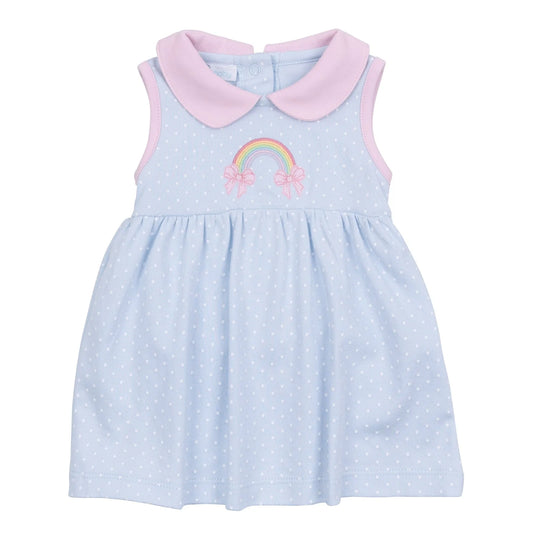 Magnolia Baby - Rainbow Wishes Applique Collared S/less Dress Set
