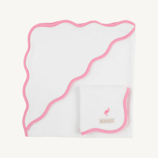 Worth Avenue white and Hamptons hot pink Rub a Dub gift set by The Beaufort Bonnet Company featuring baby bath accessories.