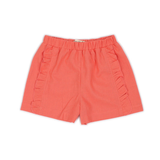 Forever Young - Coral Ruffle Front Short