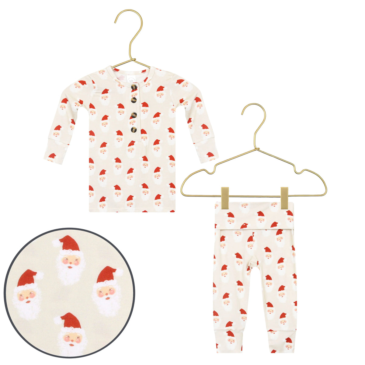 Lou Lou & Co Santa Baby top and bottoms set with festive red and white bubble print, perfect for holiday cheer.