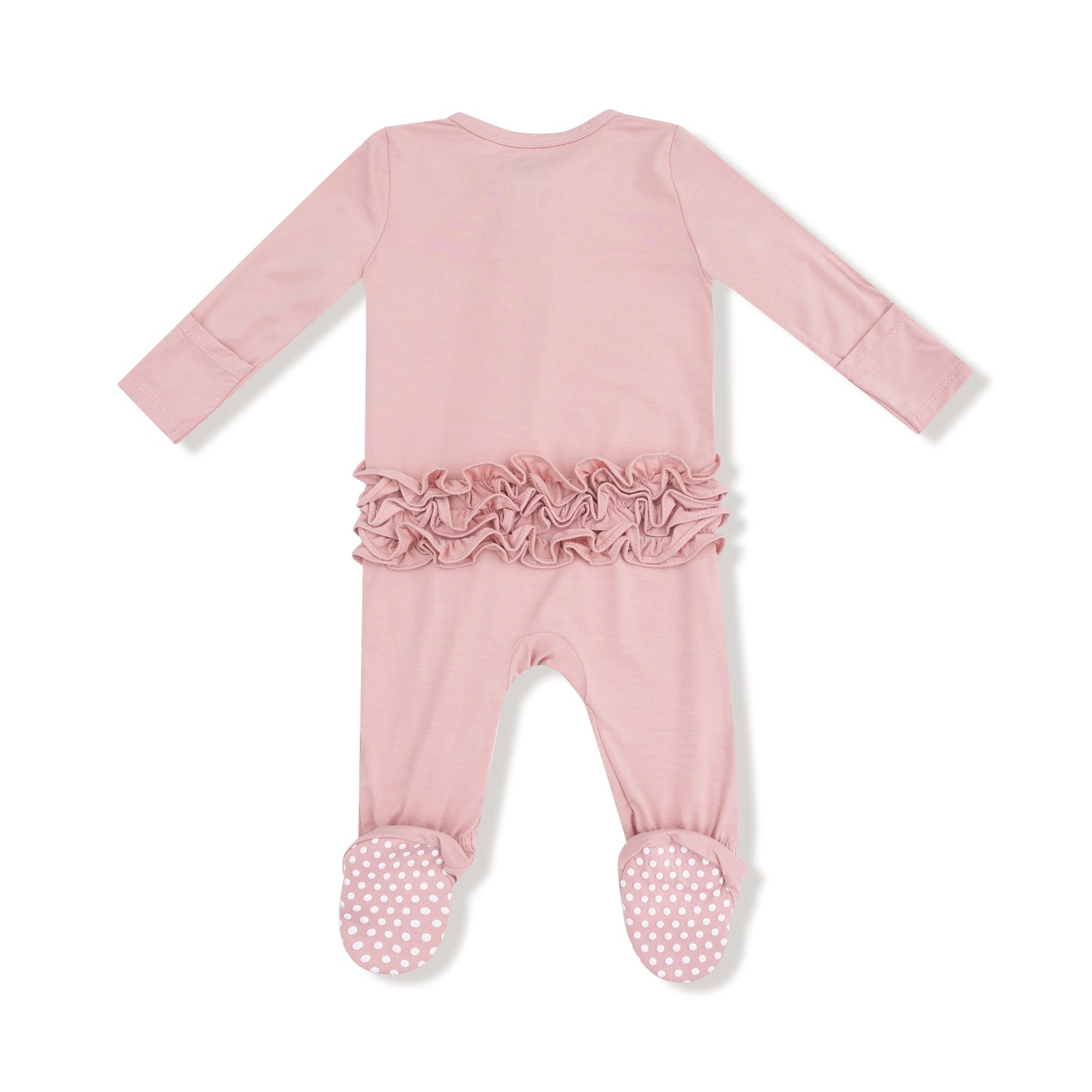 Mellow Rose 2 Way Zipper Ruffle Back Footie