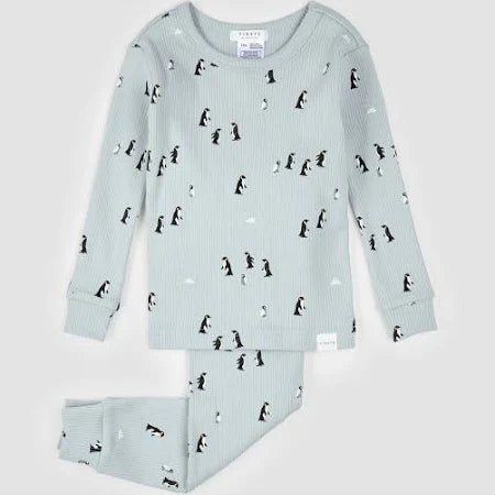 Light Blue Penguin Pajama Set
