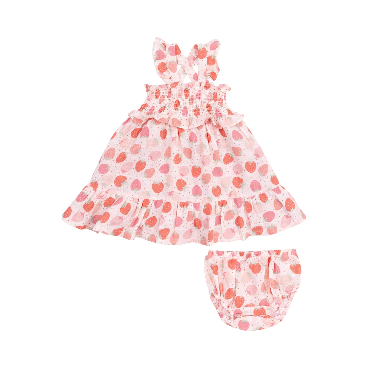 Angel Dear - Strawberry Bliss Smocked Ruffle Sundress