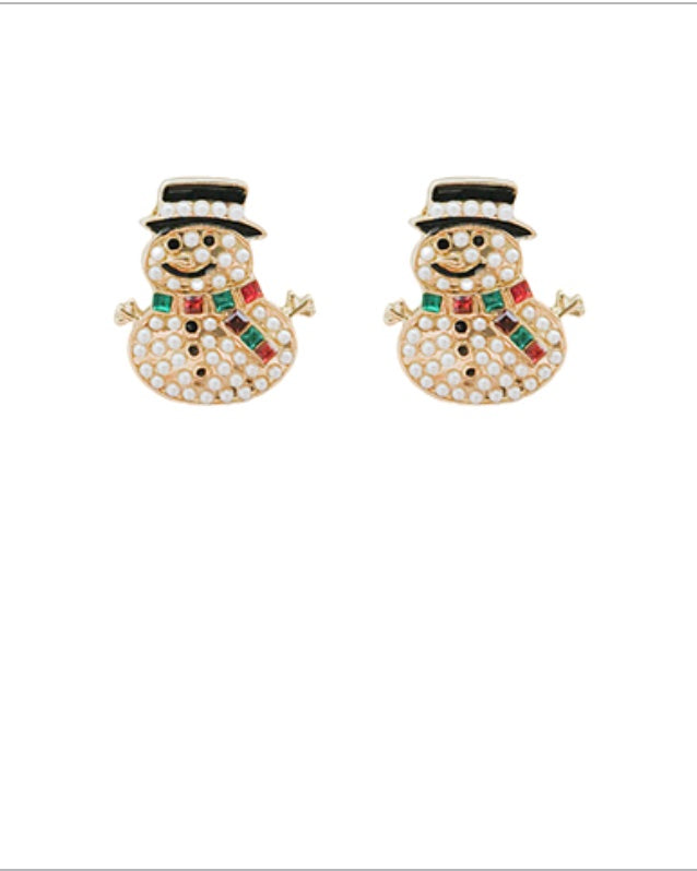 Holiday Pearl Snowman Earring