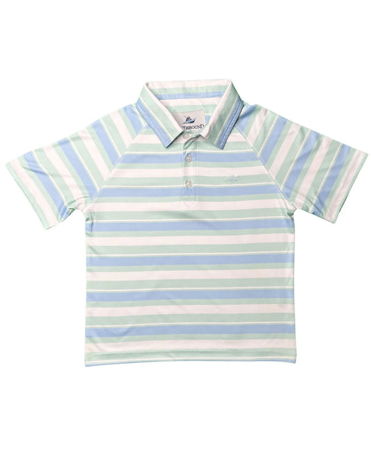 Blue Bell & Dusty Aqua Stripe Boys Polo