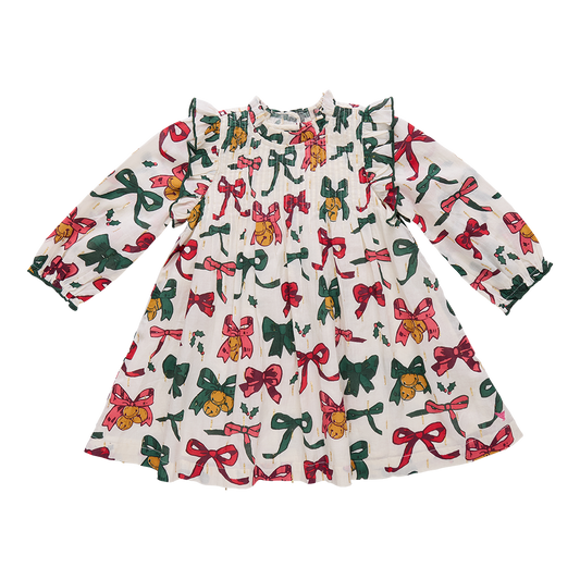 Christmas Bows and Bells Girls Jaipur Dress