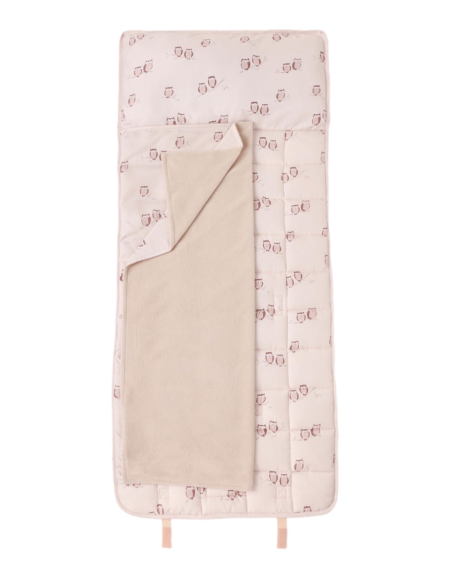 Rylee & Cru Owls Nap Mat featuring a soft fabric cover with owl illustrations, ideal for preschool nap time or outdoor rest.