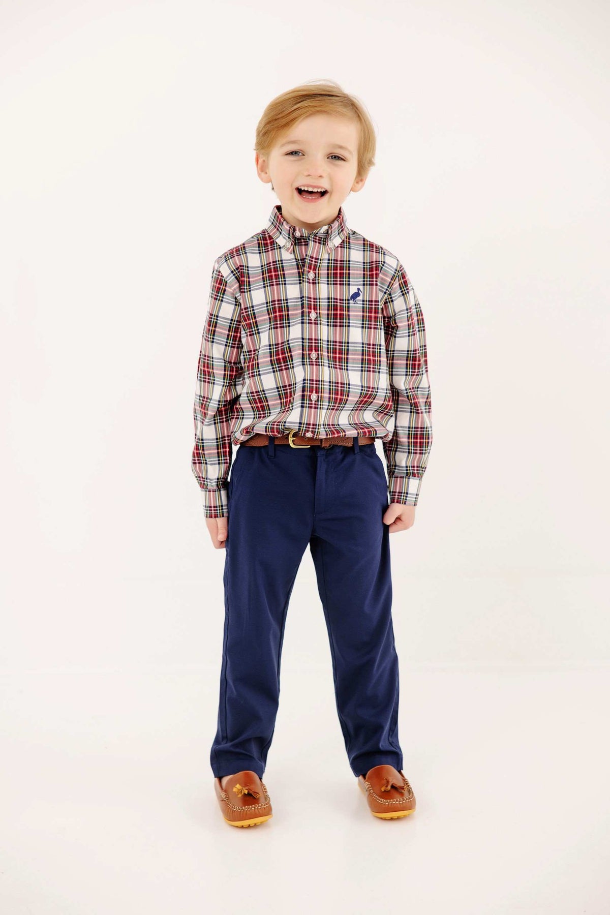 Nantucket Navy Deans List dress shirt with Paris Pike plaid pattern from The Beaufort Bonnet Company, featuring a classic button-up style.