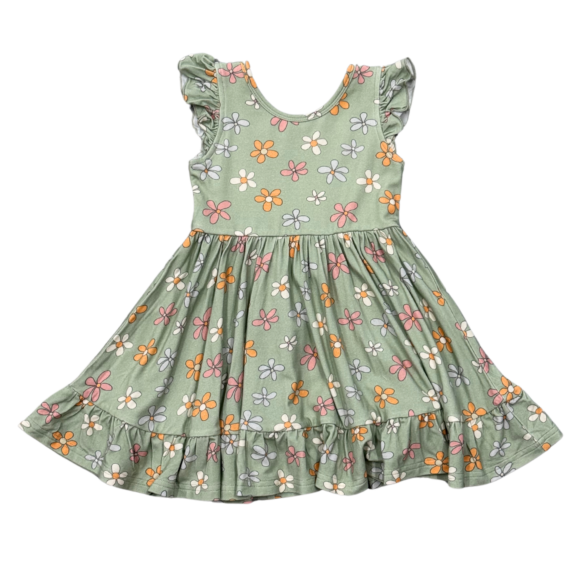 Babysprouts sketched daisy girls' sleeveless twirl dress with a playful floral pattern and comfortable fit for young children.