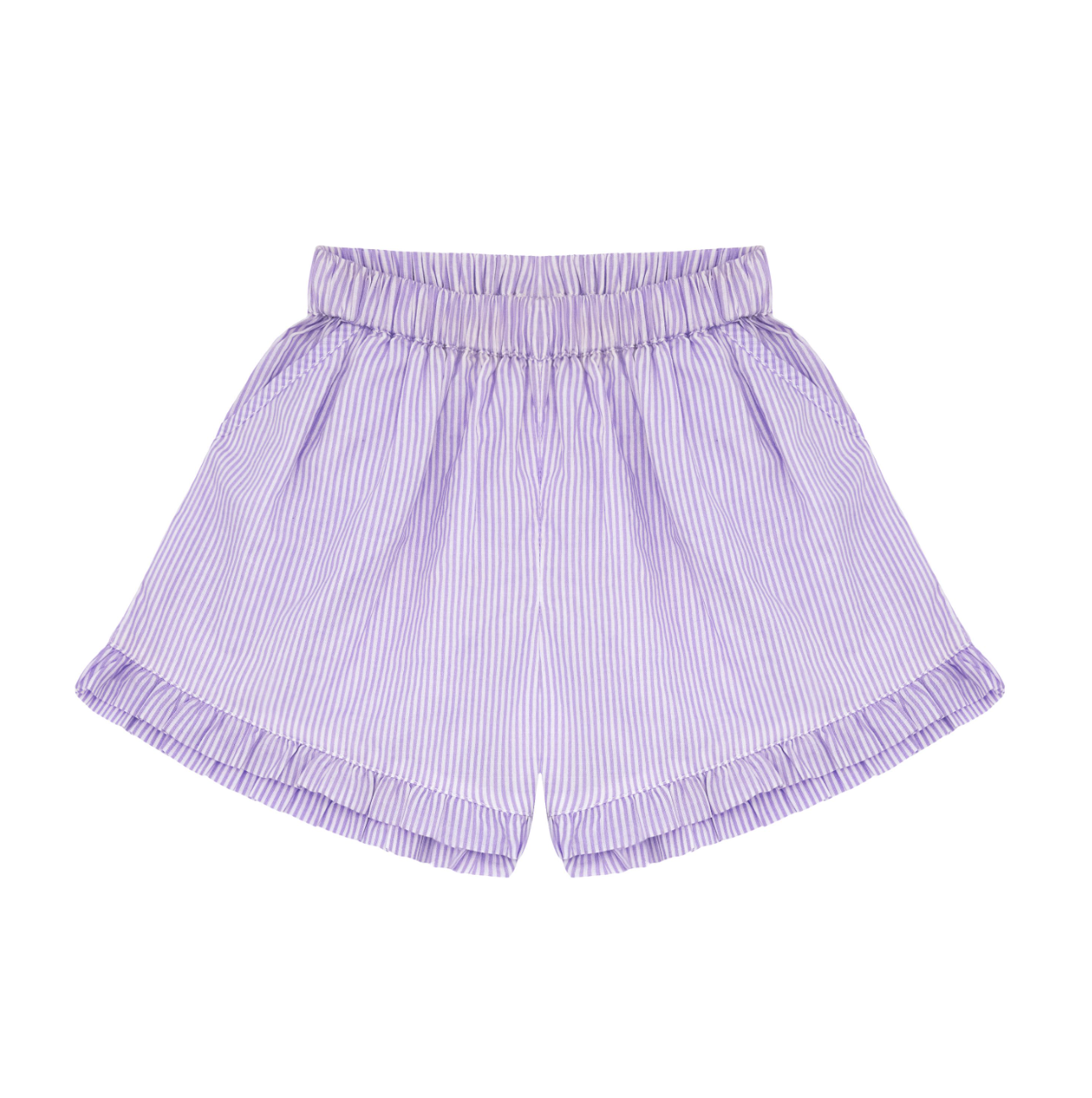 minnow - girls lavender stripe ruffle shorts