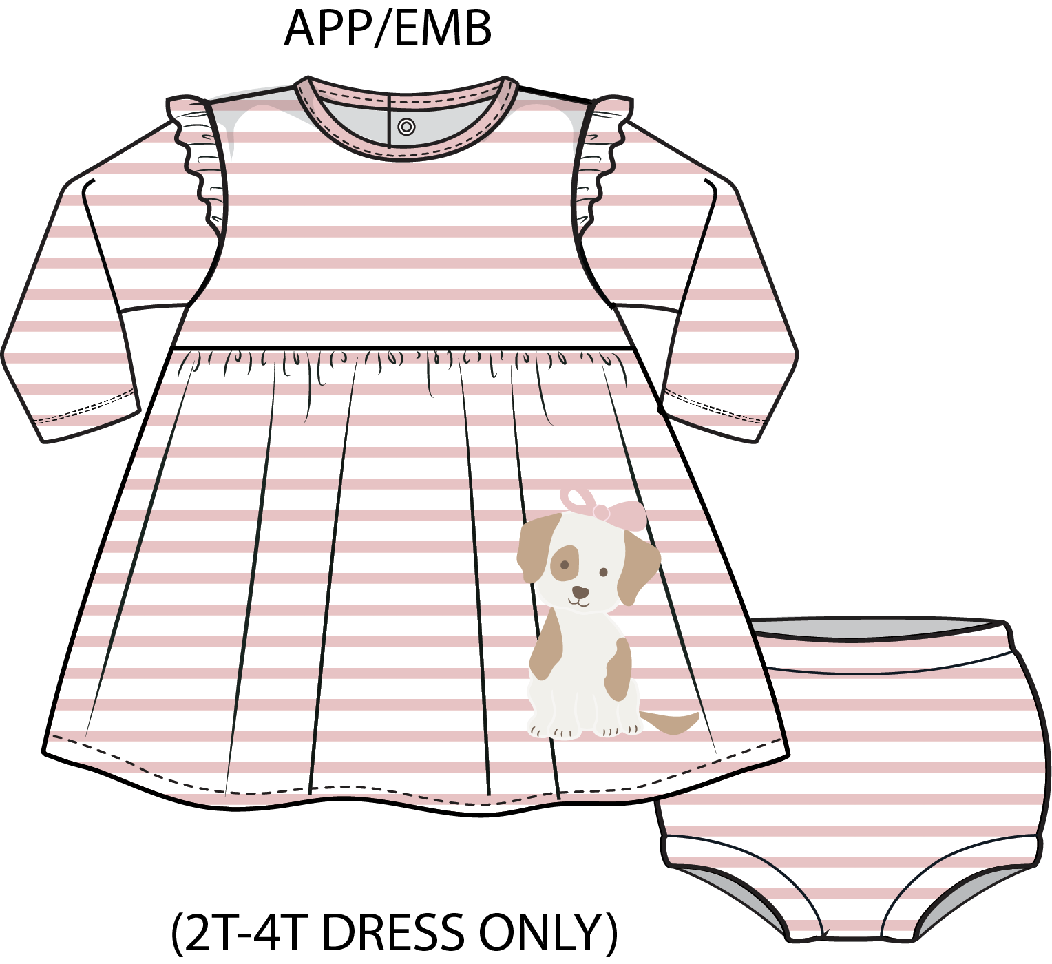 Angel Dear Stripe Puppy Dress Set for infants, featuring a cute, colorful striped dress with matching accessories.