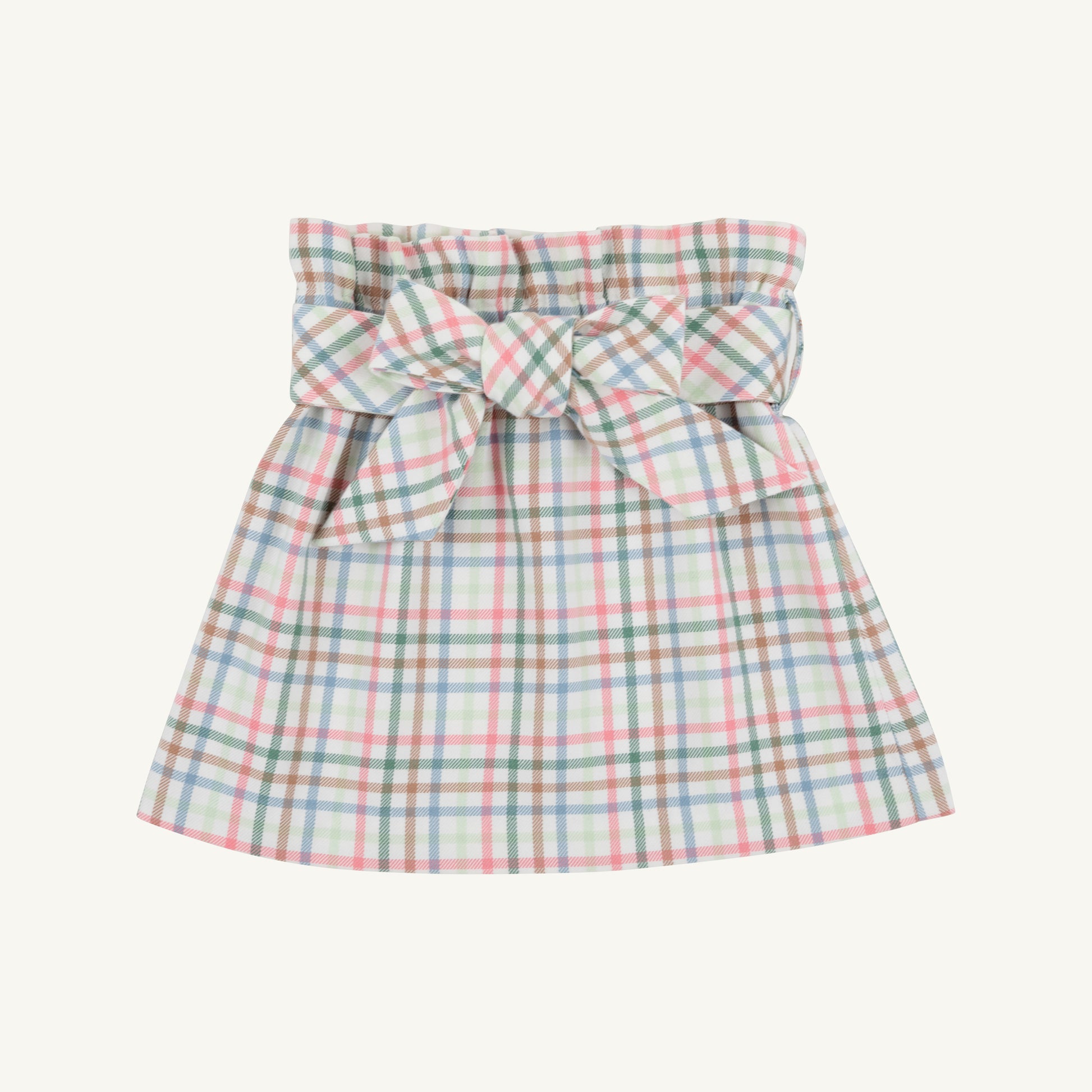 Manalapan Plaid Beasley Bow Skirt by The Beaufort Bonnet Company, woven yarn fabric, showcasing a stylish plaid skirt with a bow detail.