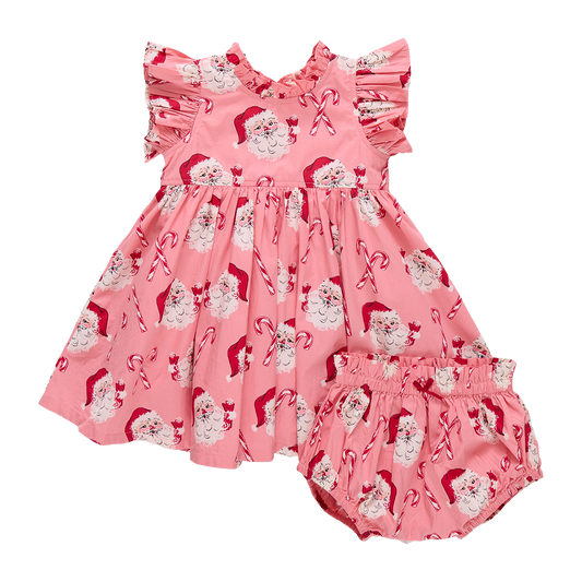 Pink Candy Cane Santa Baby Girls Jennifer Dress Set