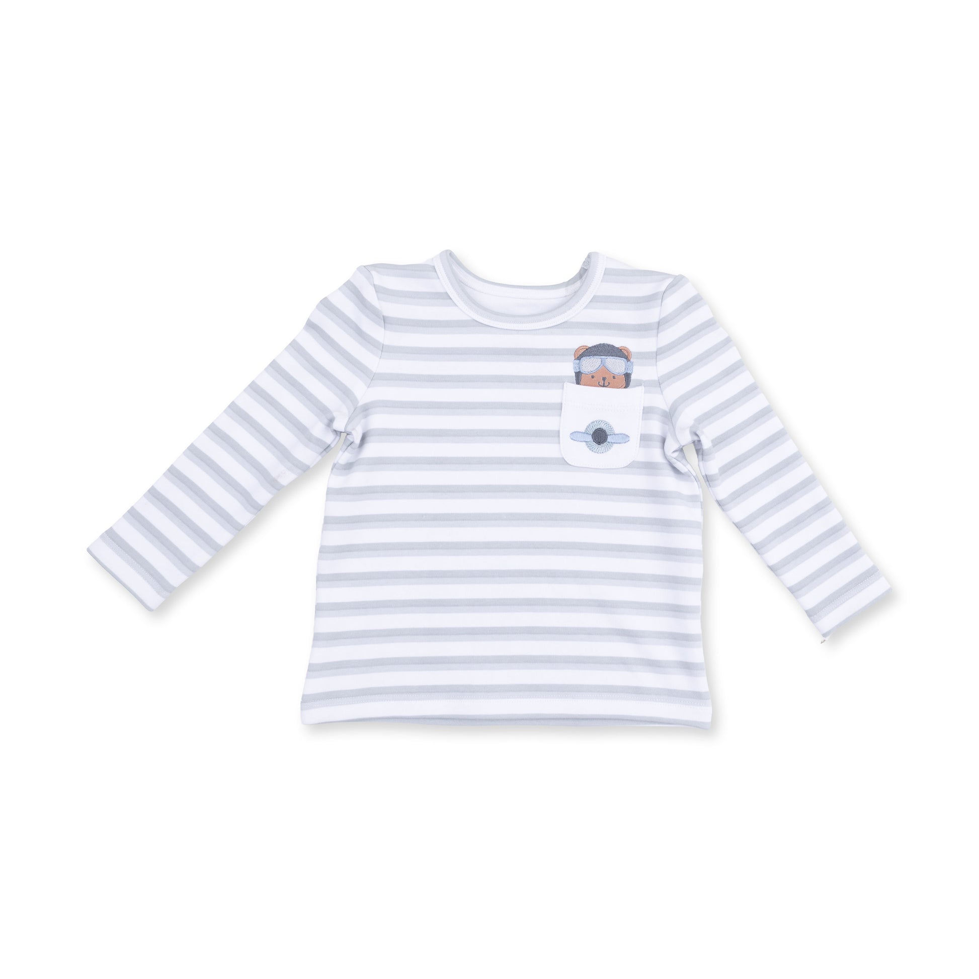 Vintage airplane pilots applique shirt by Angel Dear featuring a charming airplane design on soft fabric.