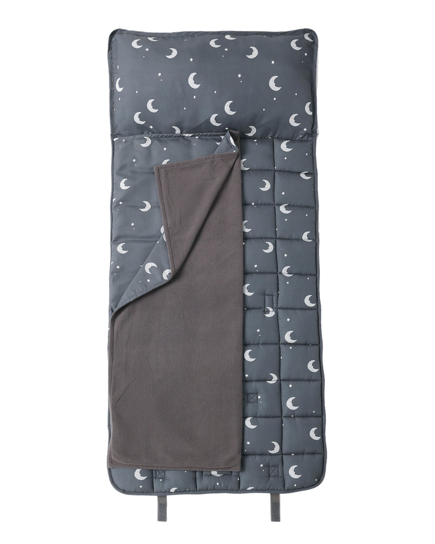 Rylee & Cru Moons Nap Mat with soft fabric, featuring moon and star patterns, ideal for napping and preschool use.