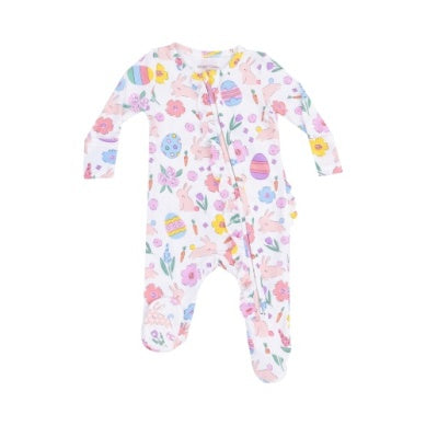 Angel Dear - Pink Easter Bunnies Ruffle Zip Footie