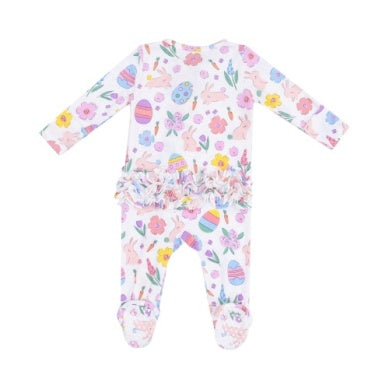 Angel Dear - Pink Easter Bunnies Ruffle Zip Footie