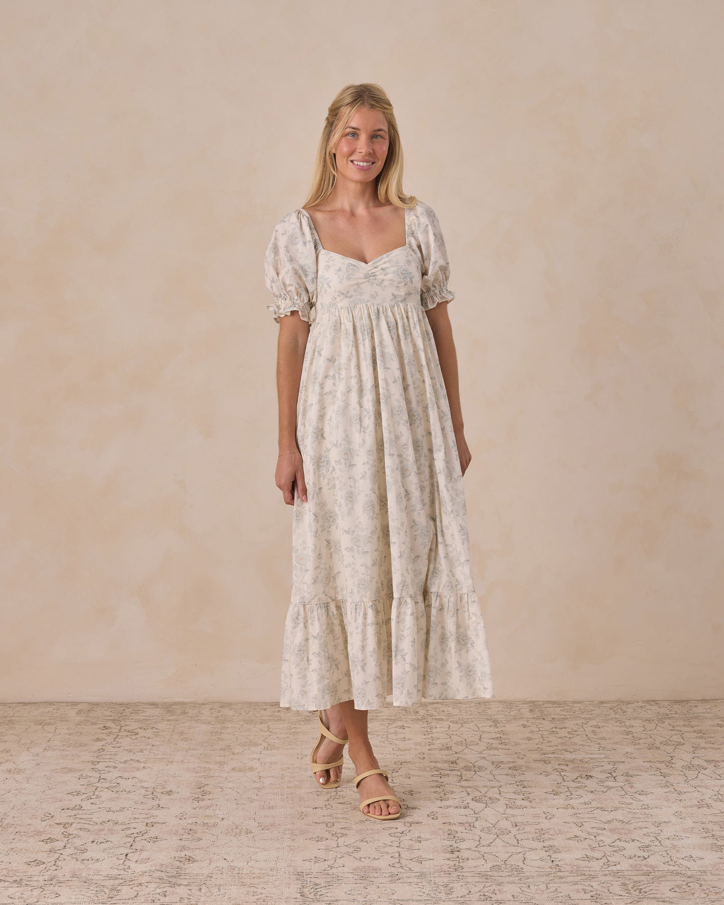 Women's Mist English Rose Chloe dress by Noralee featuring a floral design and elegant fit, displayed on a mannequin.