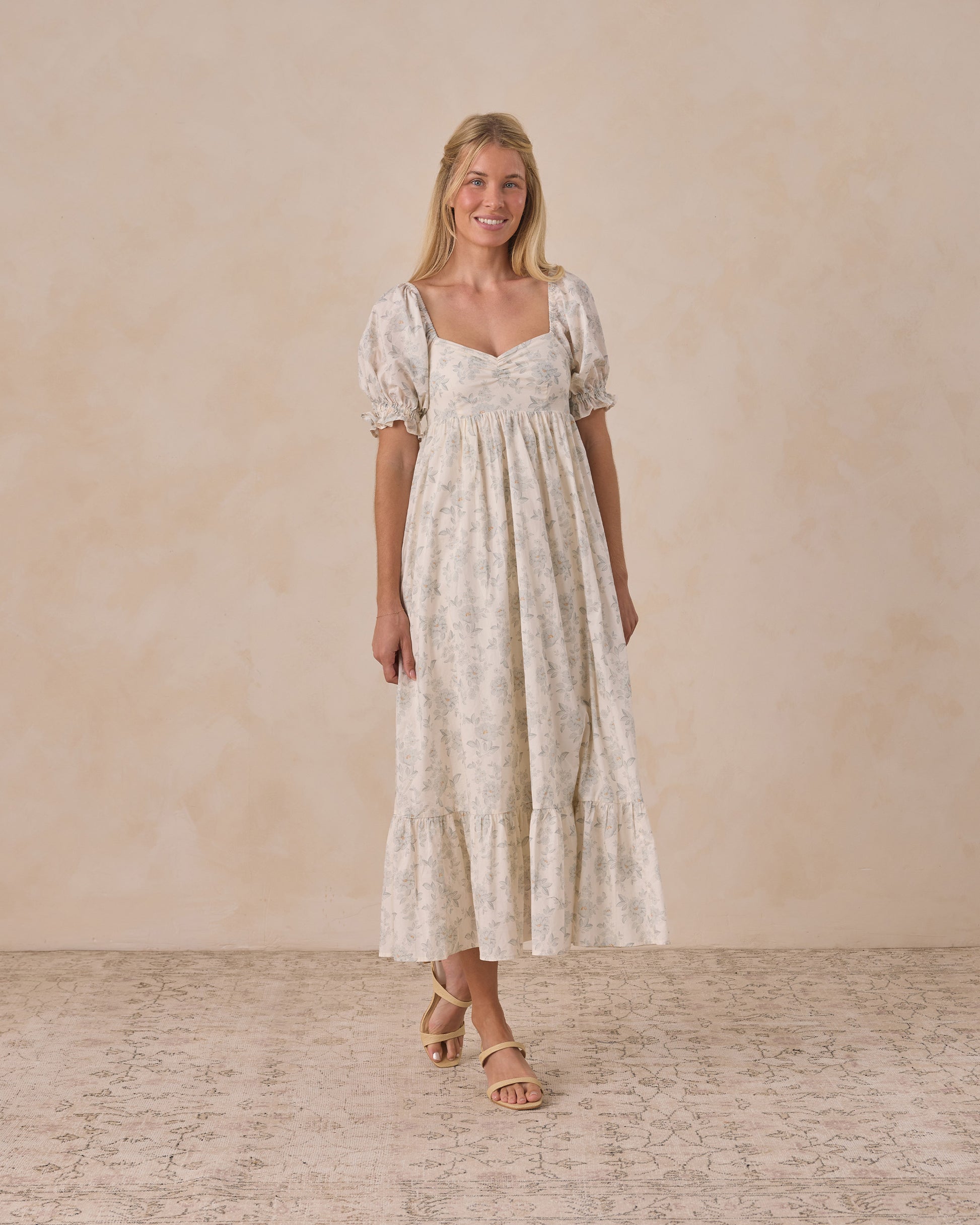 Women's Mist English Rose Chloe dress by Noralee featuring a floral design and elegant fit, displayed on a mannequin.