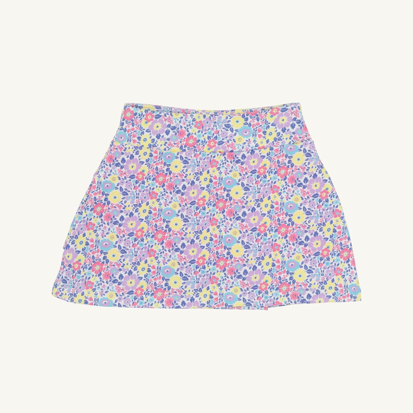 White prepletic Cindy skort with petal design from The Beaufort Bonnet Company, showcasing lightweight cotton fabric and floral accents.