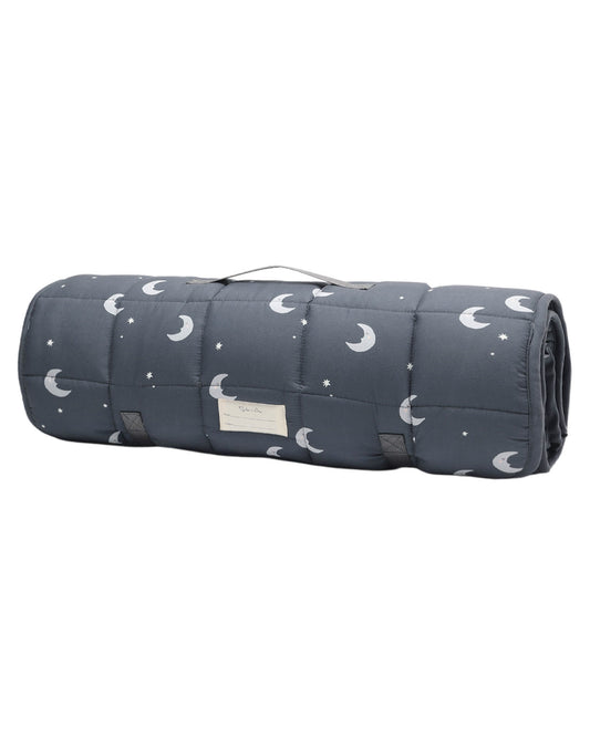 Rylee & Cru Moons Nap Mat with soft fabric cover and quilted design, ideal for preschool naptime or travel comfort.