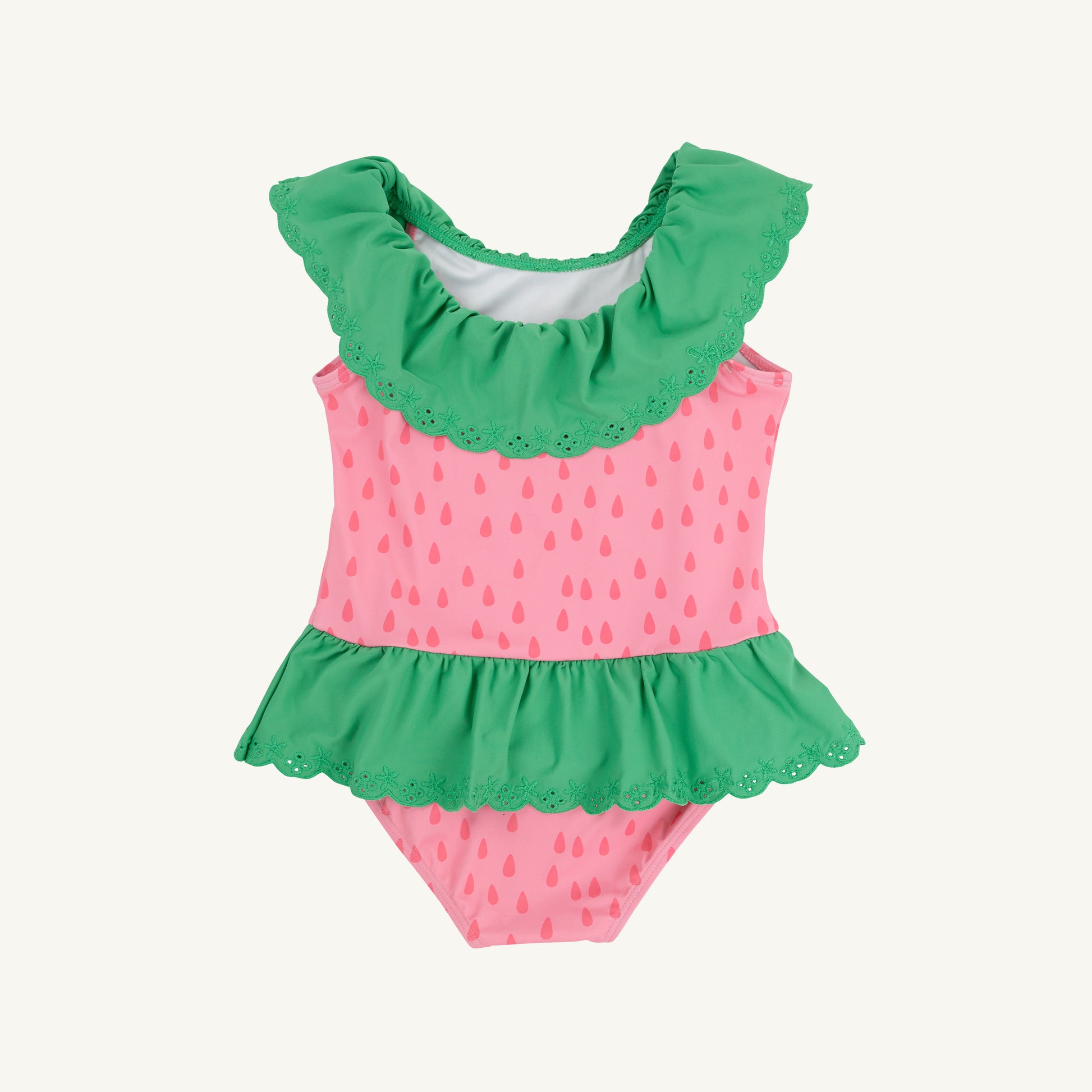 Sandy green Gibson Island swimsuit by The Beaufort Bonnet Company, featuring a cute, stylish design for children.