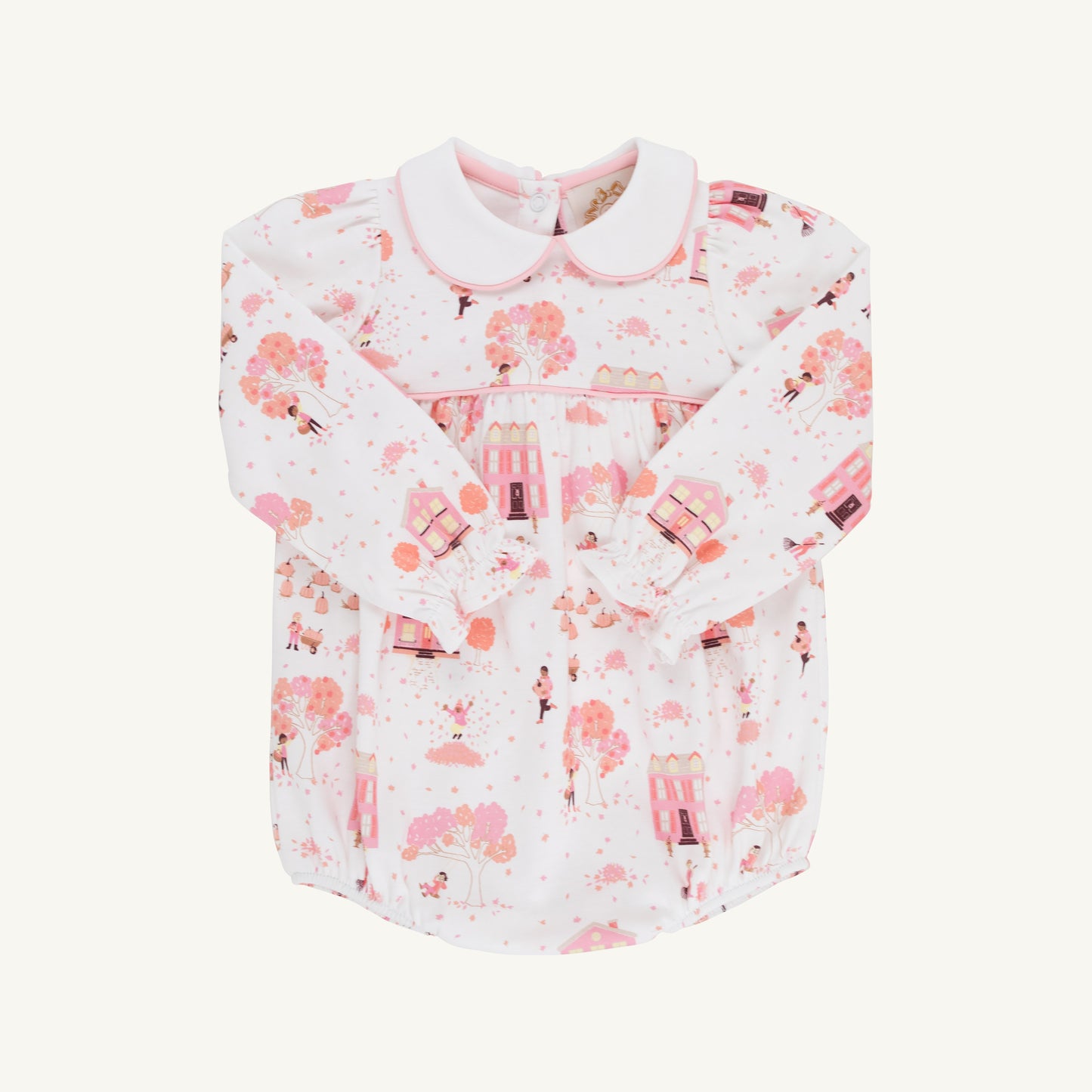 Pink long sleeve Britt Bubble by The Beaufort Bonnet Company featuring fall-themed design on Fincastle Rd.