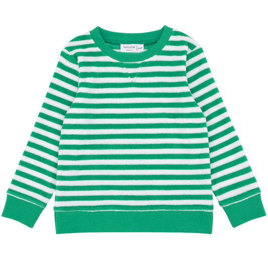 minnow - unisex green stripe french terry sweatshirt