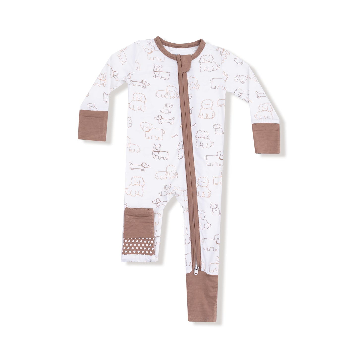 Neutral Pups Zip Romper