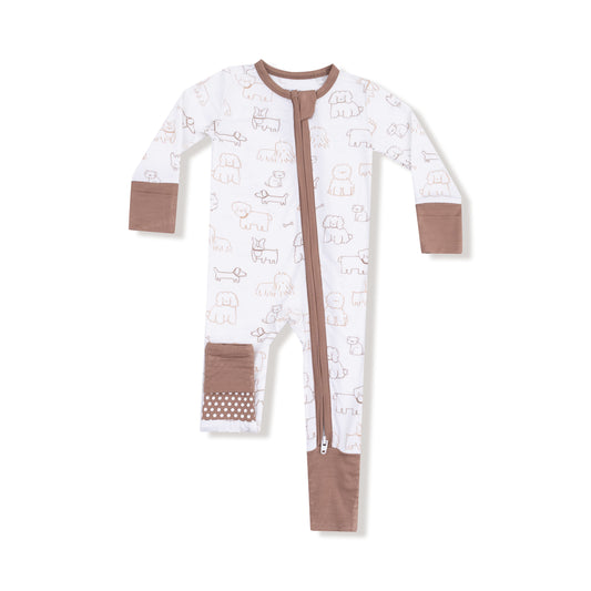 Neutral Pups Zip Romper