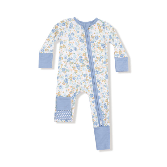 Sweet Rose Calico Zip Romper