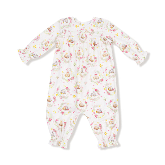 Floral Owl Families Smocked Romper