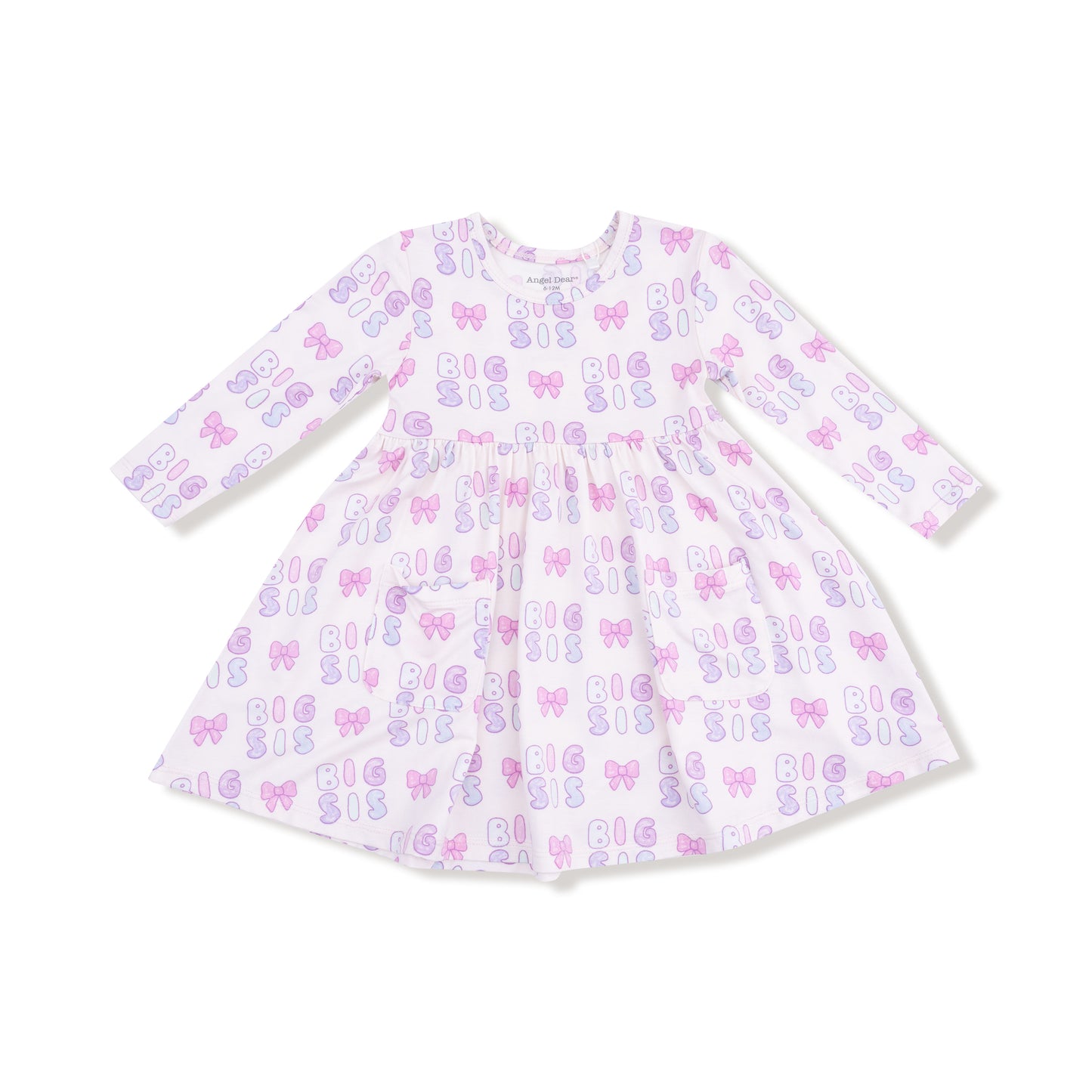 Angel Dear Big Sis Twirly Dress for girls with colorful floral pattern and ruffled sleeves, perfect for special occasions.