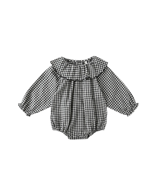 Black Gingham Colette Romper