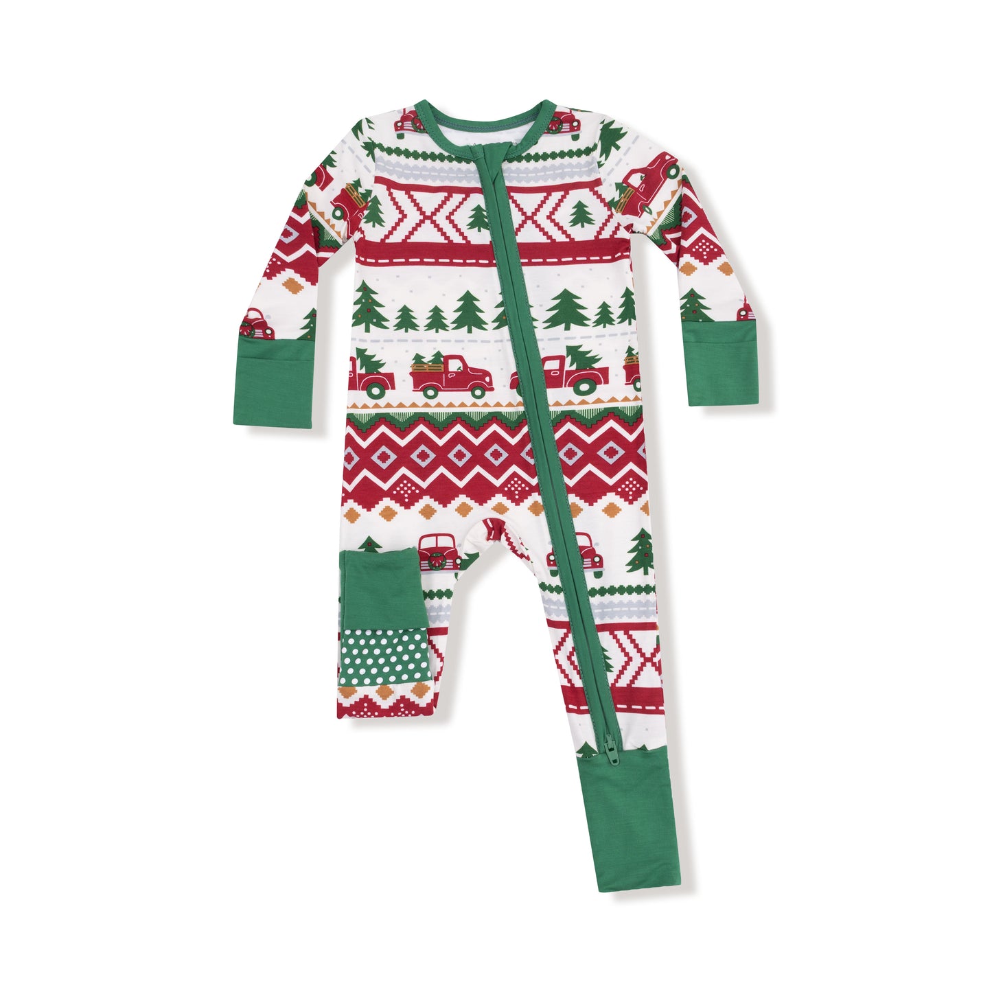 Red Truck Fair Isle Zip Romper