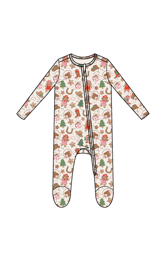 Cowgirl Christmas Zip Footie