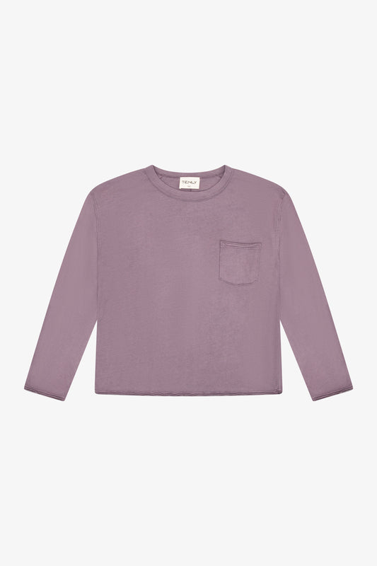 Lavender Mist Raw Edge Pocket Tee