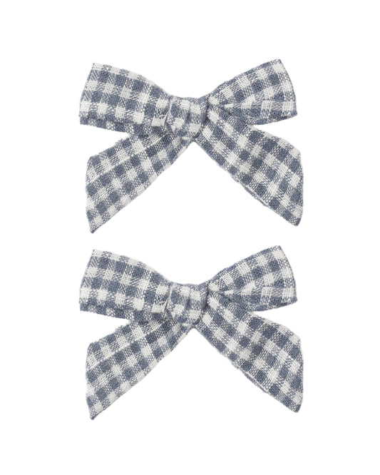Marine Gingham Bows Set of 2