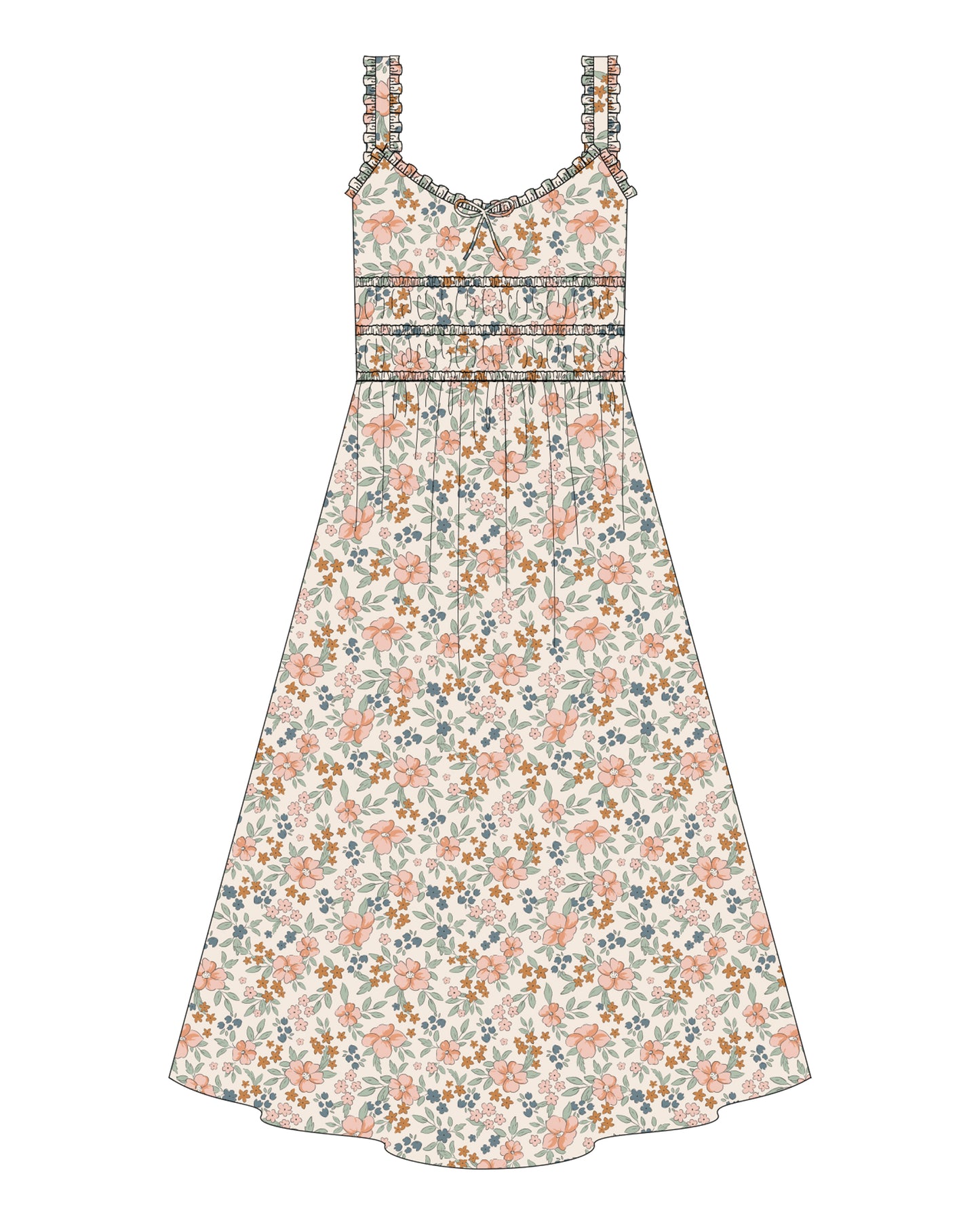 Women's Flower Field Jane Dress by Rylee & Cru featuring a floral print, sleeveless design, and a flowy silhouette.