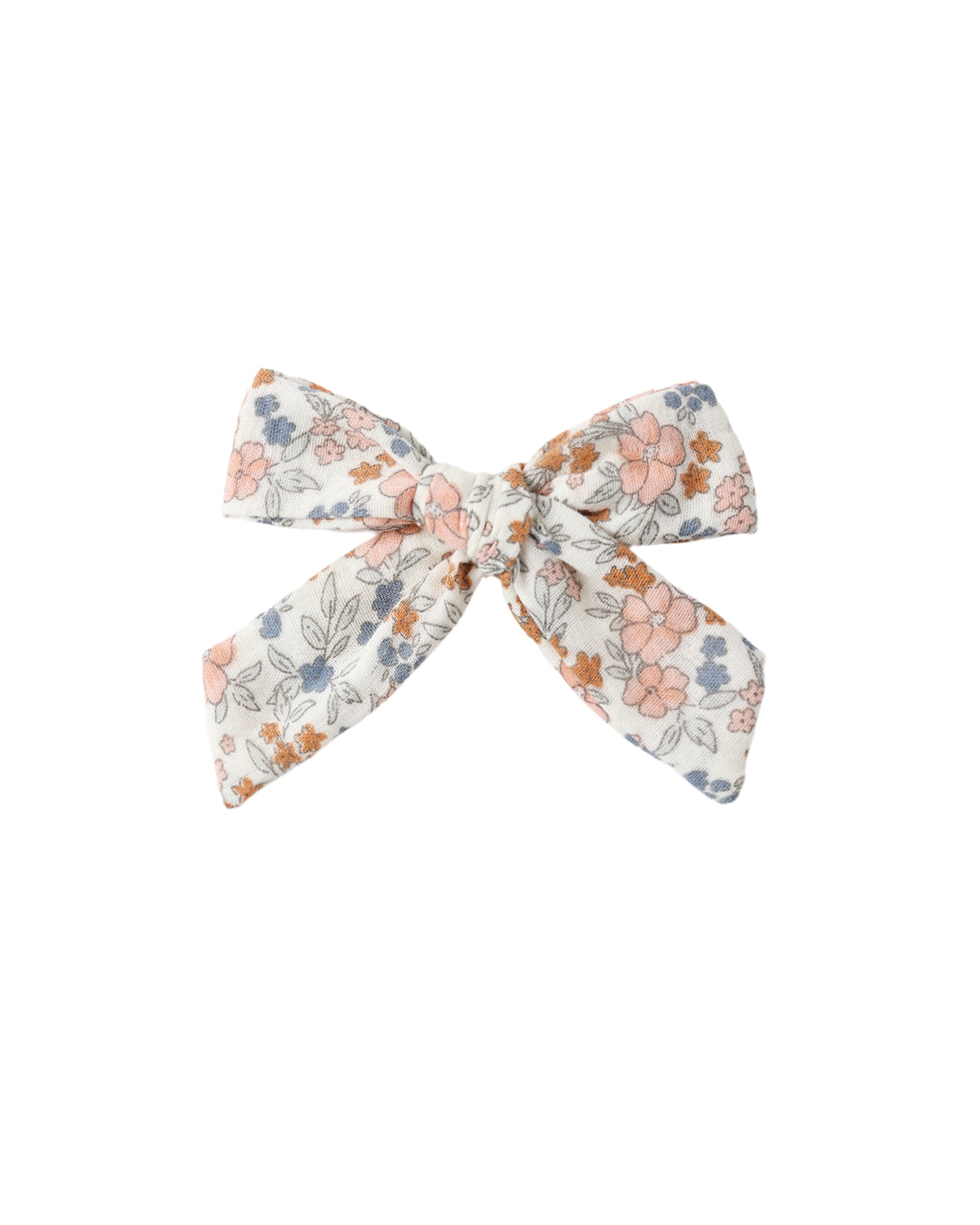 Rylee & Cru Flower Field Bow featuring colorful fabric with floral pattern and adjustable headband for babies and toddlers.