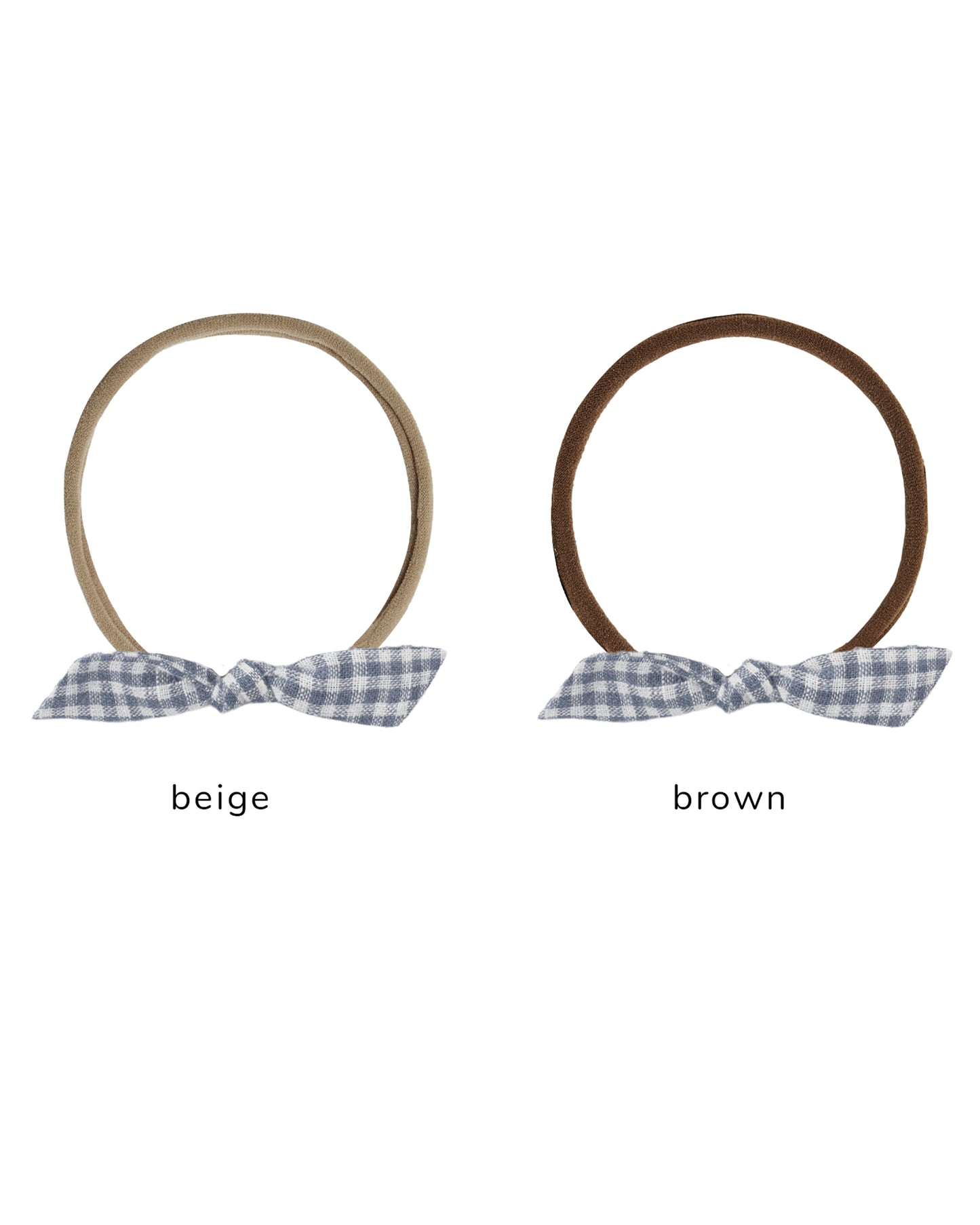 Rylee & Cru Marine Gingham Little Knot Headband with bow detail, soft fabric and classic nautical blue and white gingham pattern.