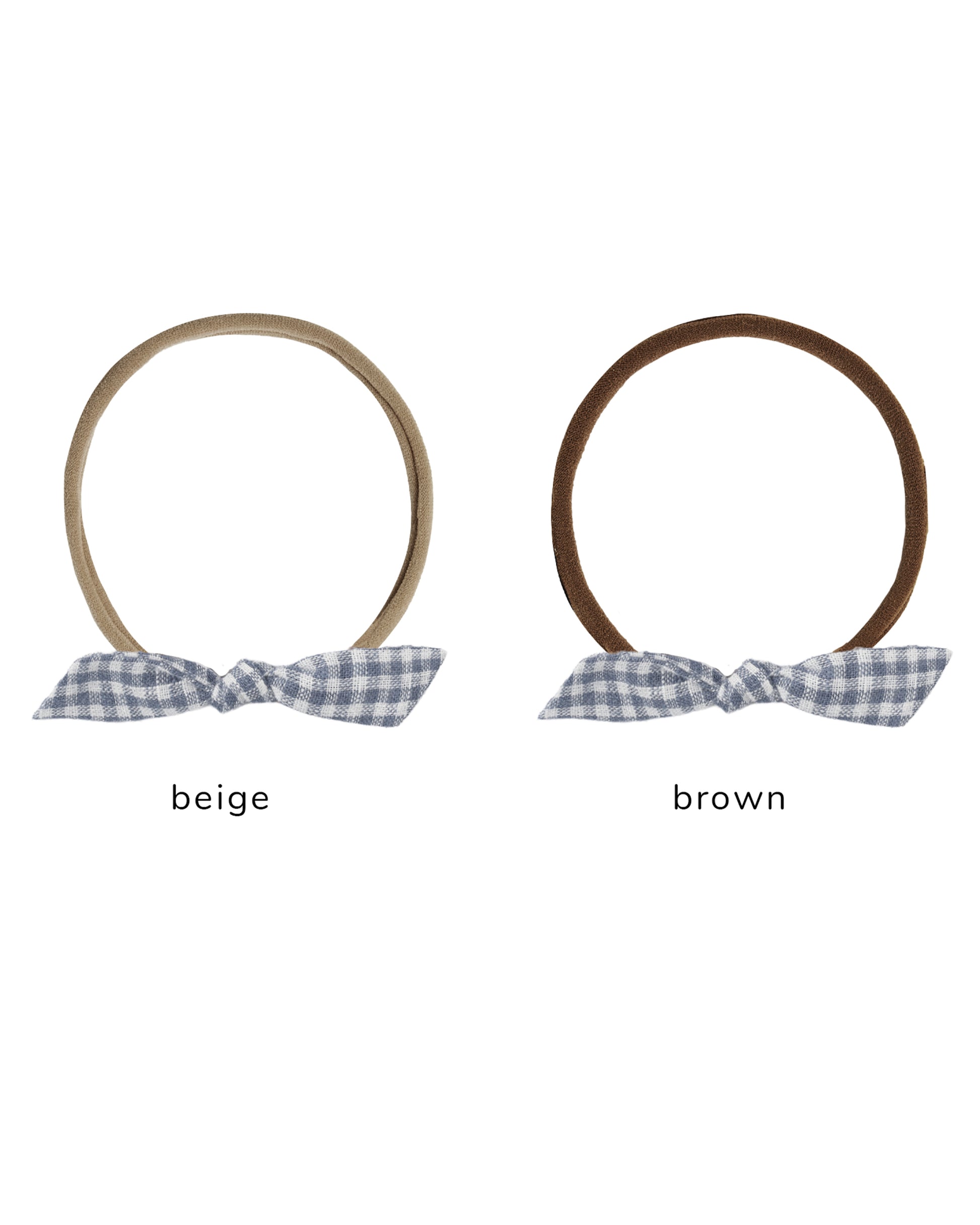 Rylee & Cru Marine Gingham Little Knot Headband with bow detail, soft fabric and classic nautical blue and white gingham pattern.