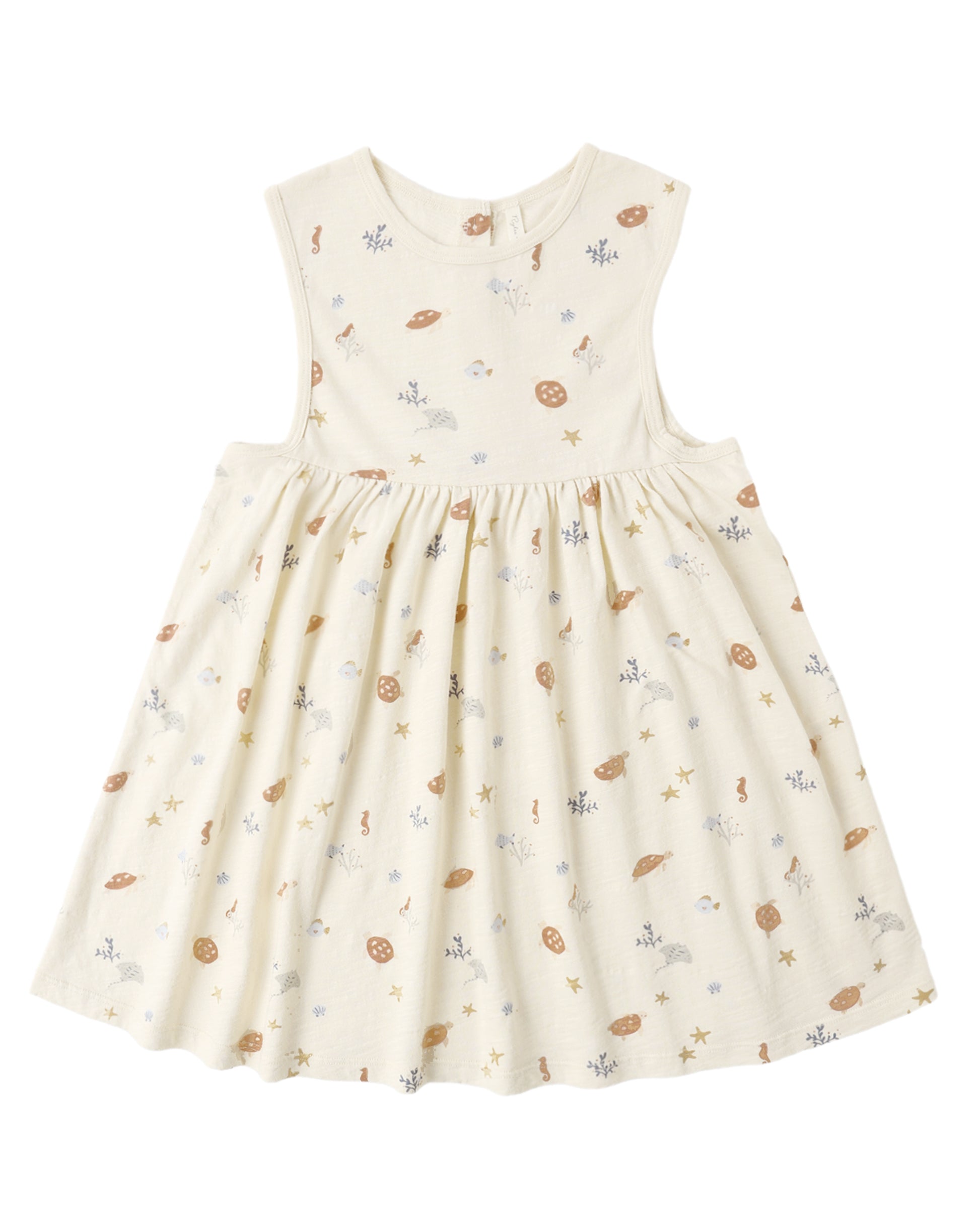 Rylee & Cru Aquatic Layla Dress with floral print, short sleeves, and flowy fabric, perfect for young girls' summer wear.