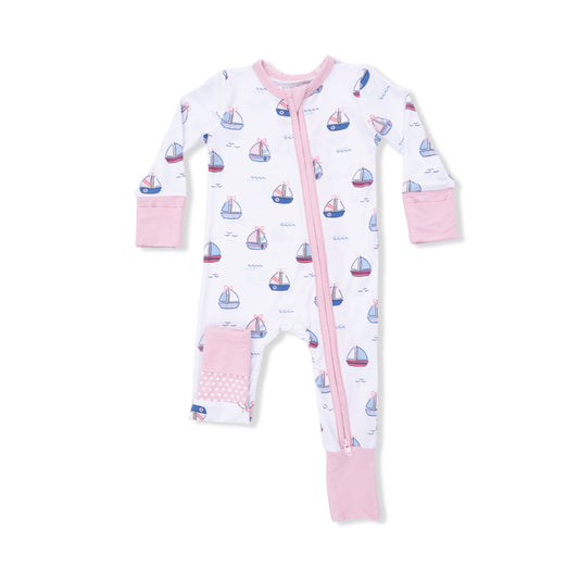 Bubbly Sailboats Pink Convertible Romper